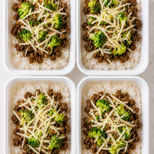 Beef Cheddar Broccoli Rice Bowl